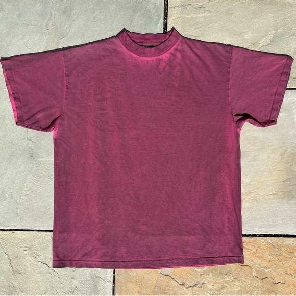 SOLD - Overdyed Y2K Mock Neck Dirty Pink T-Shirt Upcycled - Picture 1 of 5